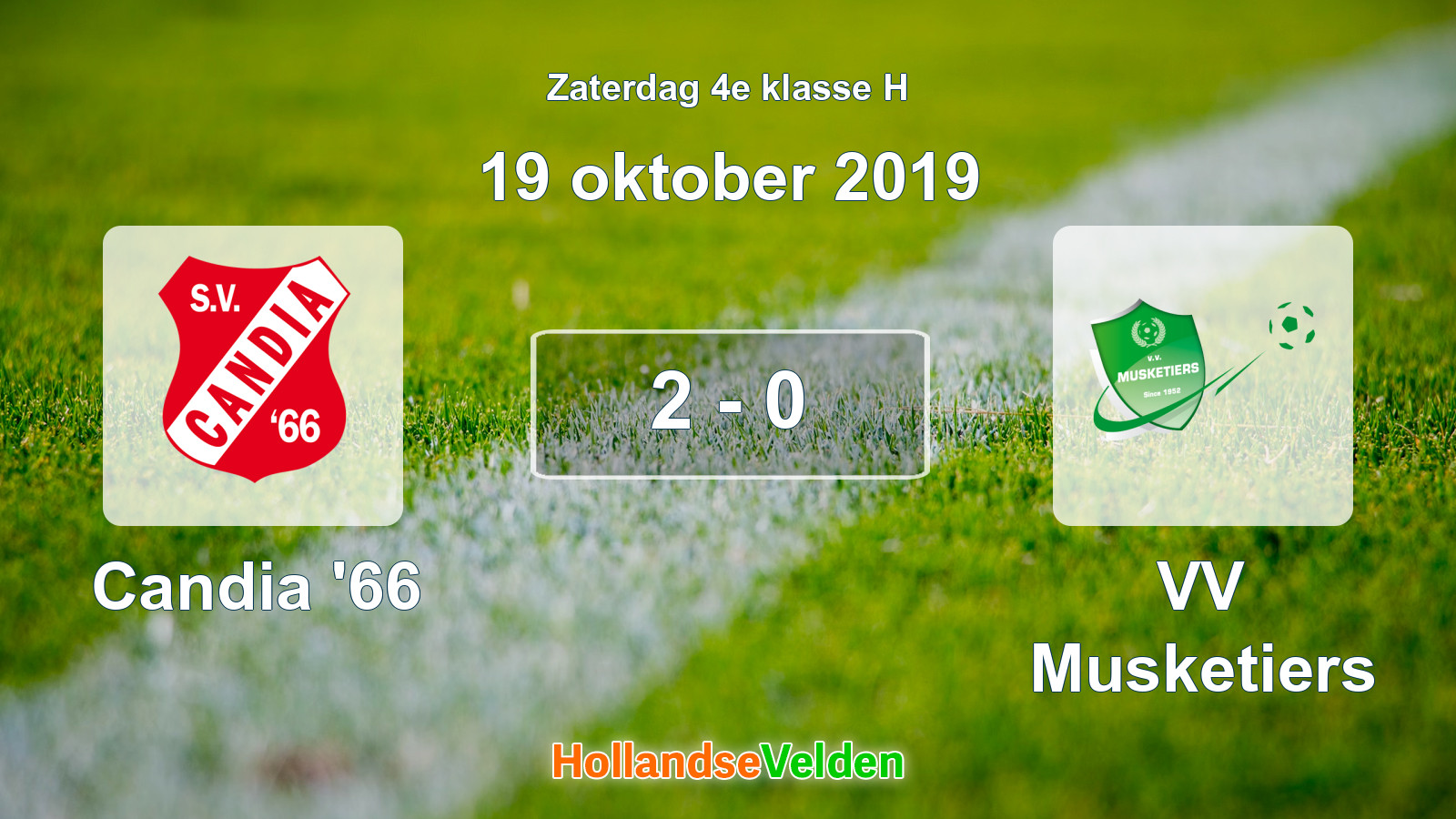 Gespeelde wedstrijd: Candia '66 - VV Musketiers 2 - 0 (19 oktober 2019)