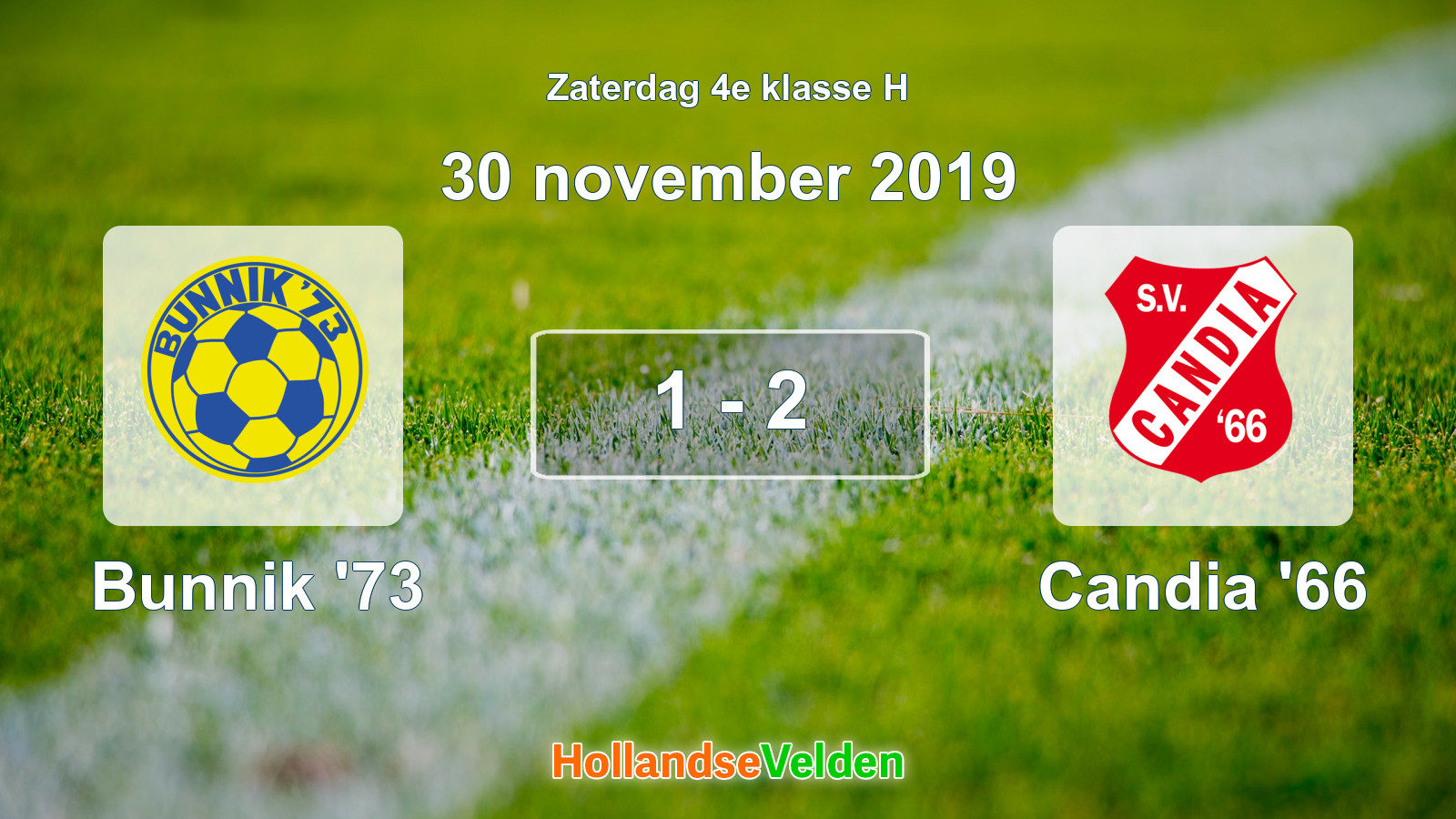 Gespeelde wedstrijd: Bunnik '73 - Candia '66 1 - 2 (30 november 2019)
