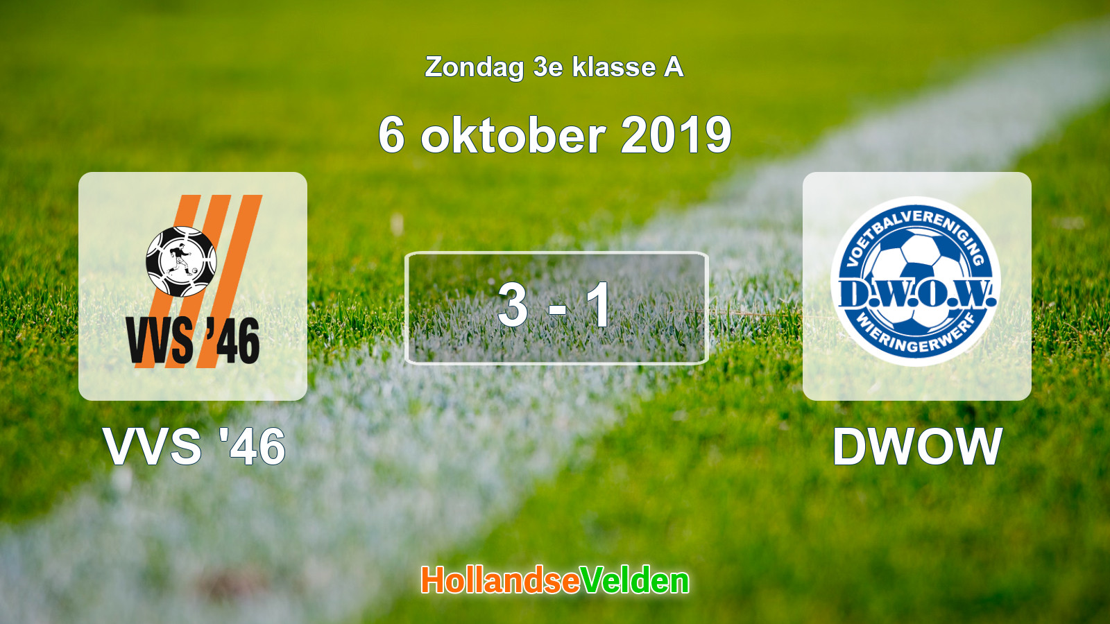 Gespeelde wedstrijd: VVS '46 - DWOW 3 - 1 (6 oktober 2019)