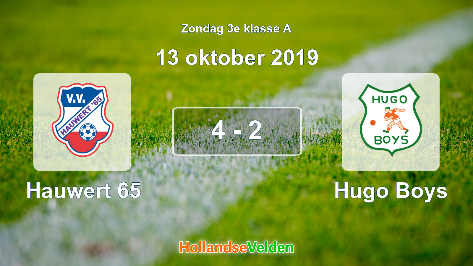 Gespeelde wedstrijd: Hauwert 65 - Hugo Boys 4 - 2 (13 oktober 2019)