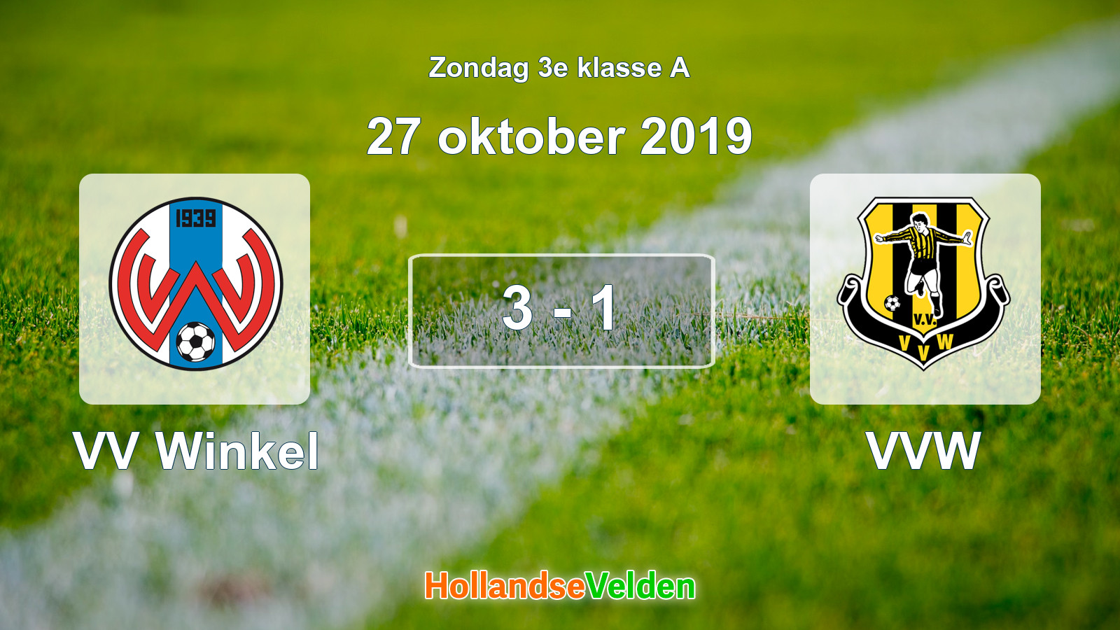 Gespeelde wedstrijd: VV Winkel - VVW 3 - 1 (27 oktober 2019)