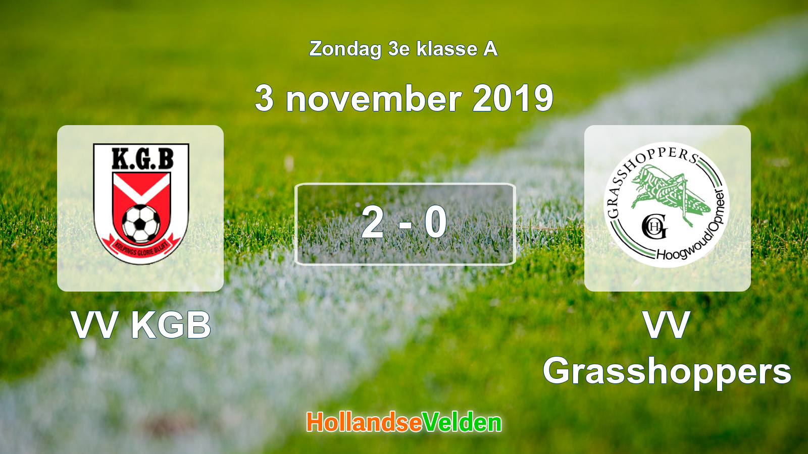 Gespeelde wedstrijd: VV KGB - VV Grasshoppers 2 - 0 (3 november 2019)