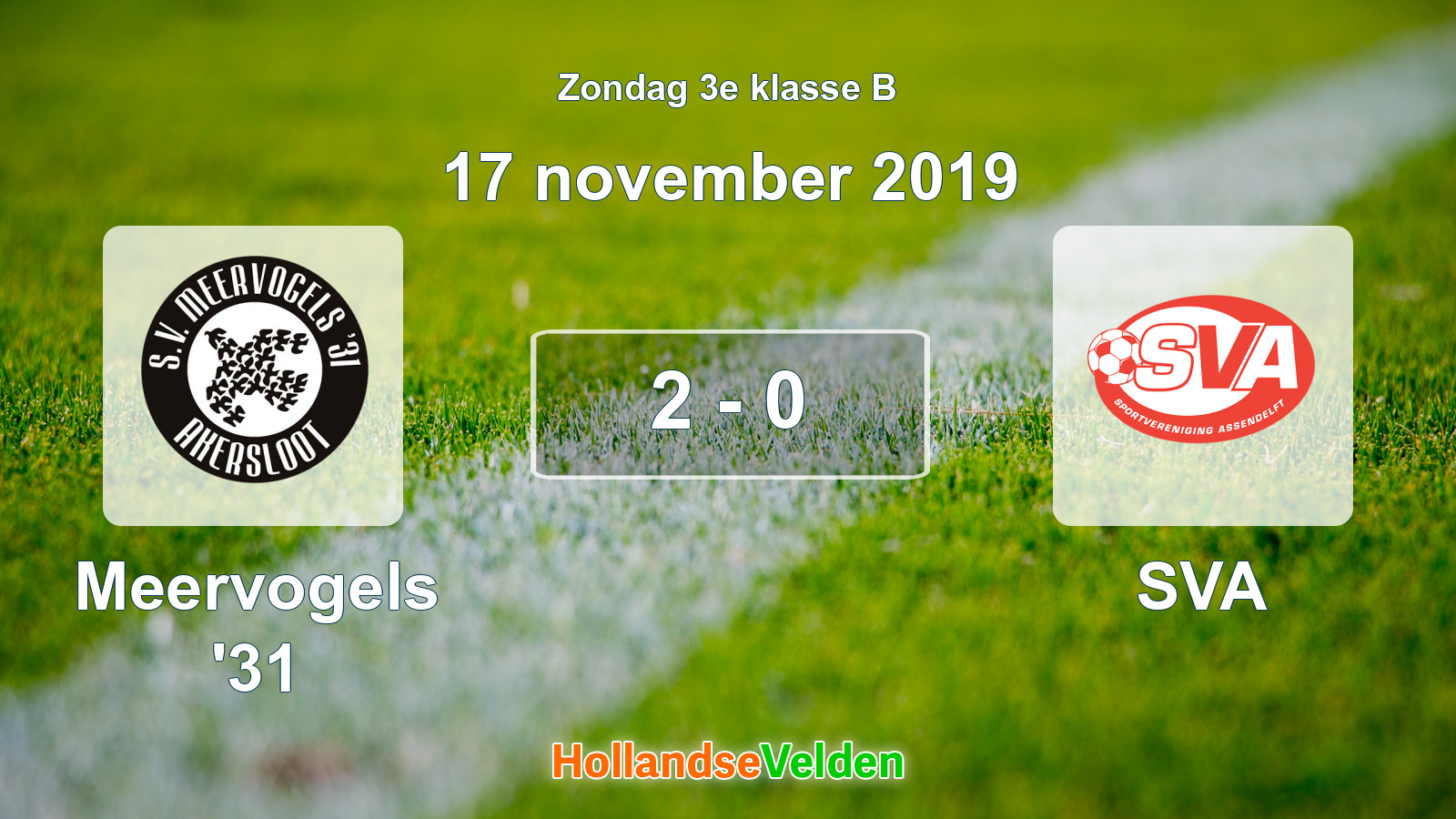 Gespeelde wedstrijd: Meervogels '31 - SVA 2 - 0 (17 november 2019)