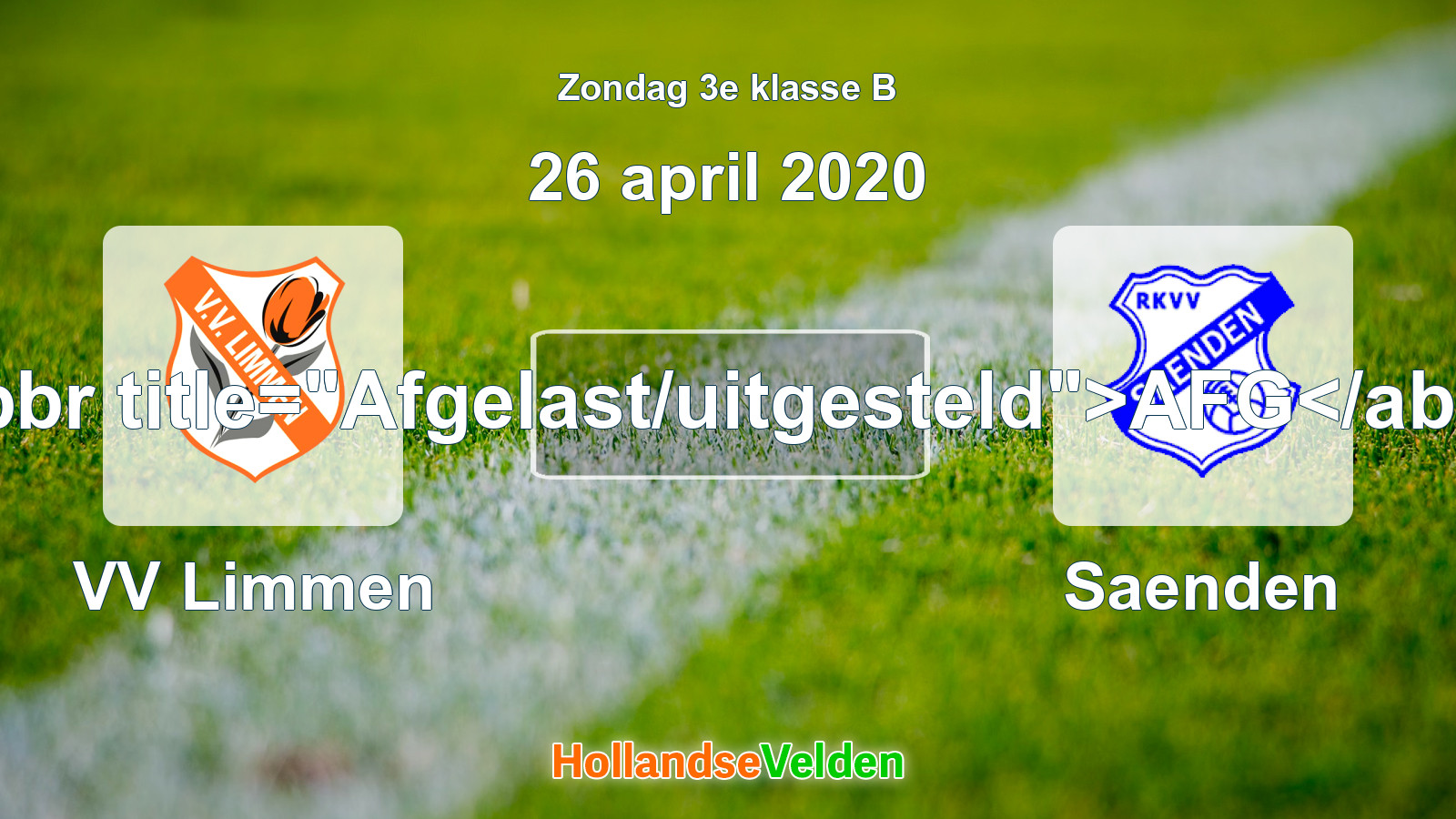 Geplande wedstrijd: VV Limmen - Saenden (26 april 2020)