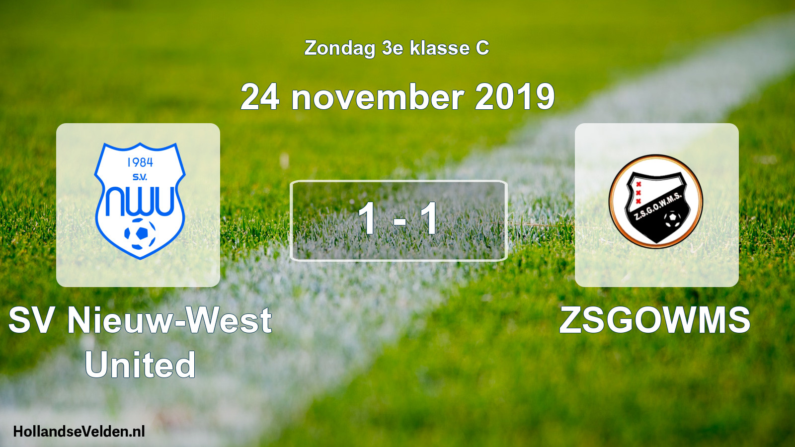 Gespeelde wedstrijd: SV Nieuw-West United - ZSGOWMS 1 - 1 (24 november 2019)