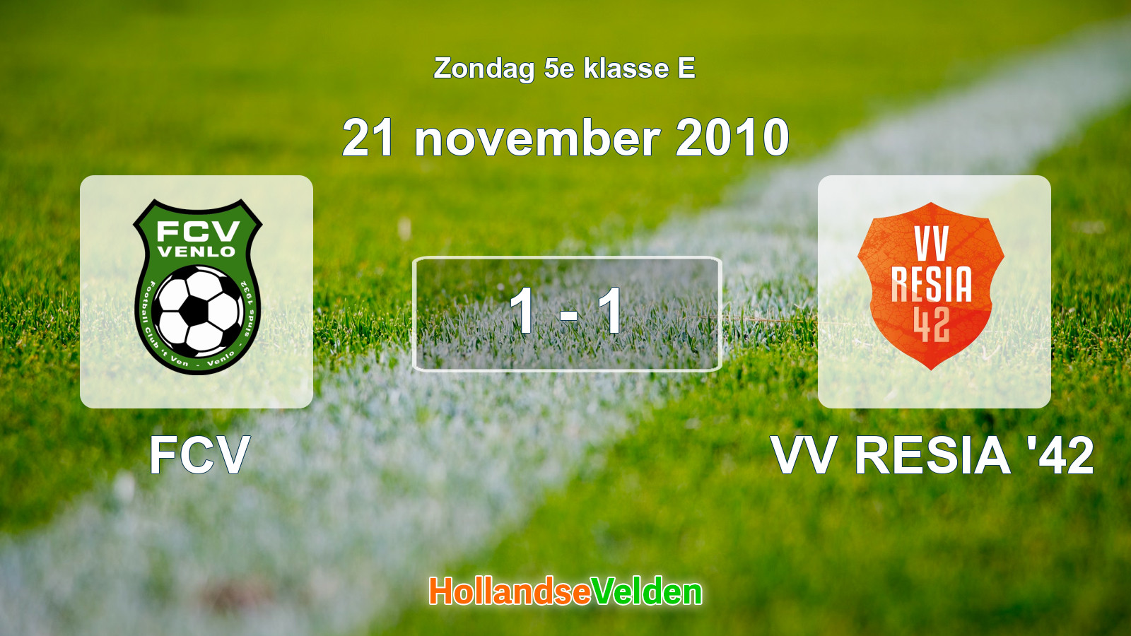 Gespeelde wedstrijd: FCV - VV RESIA '42 1 - 1 (21 november 2010)