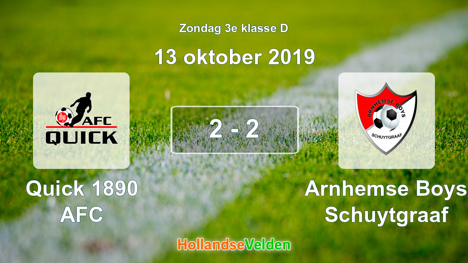 Gespeelde wedstrijd: Quick 1890 AFC - Arnhemse Boys Schuytgraaf 2 - 2 (13 oktober 2019)