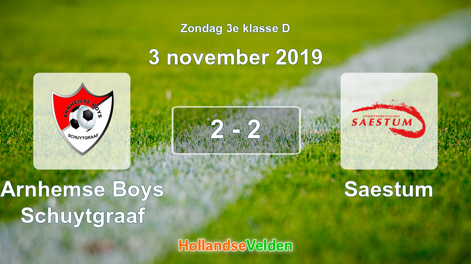 Gespeelde wedstrijd: Arnhemse Boys Schuytgraaf - Saestum 2 - 2 (3 november 2019)