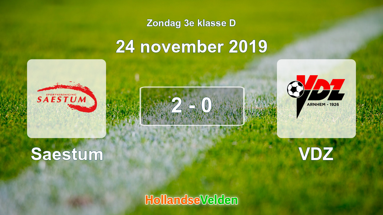 Gespeelde wedstrijd: Saestum - VDZ 2 - 0 (24 november 2019)