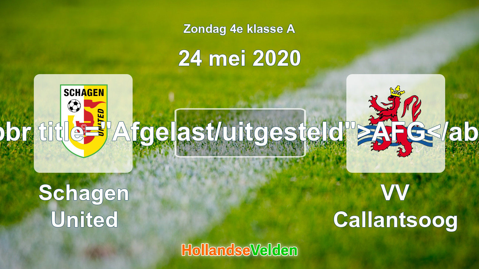 Geplande wedstrijd: Schagen United - VV Callantsoog (24 mei 2020)