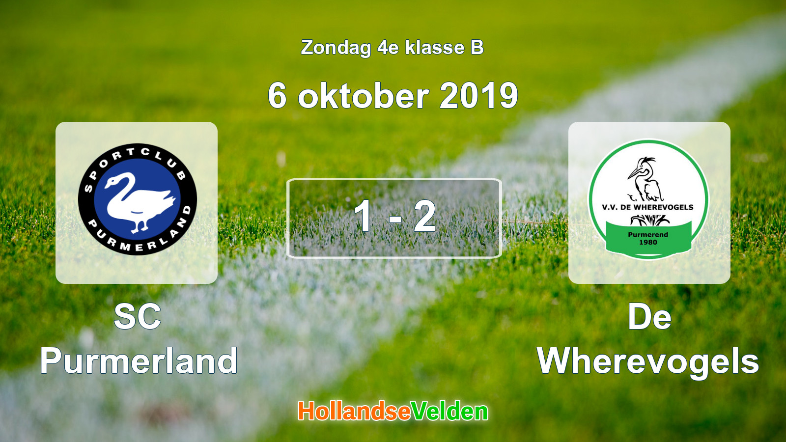 Gespeelde wedstrijd: SC Purmerland - De Wherevogels 1 - 2 (6 oktober 2019)