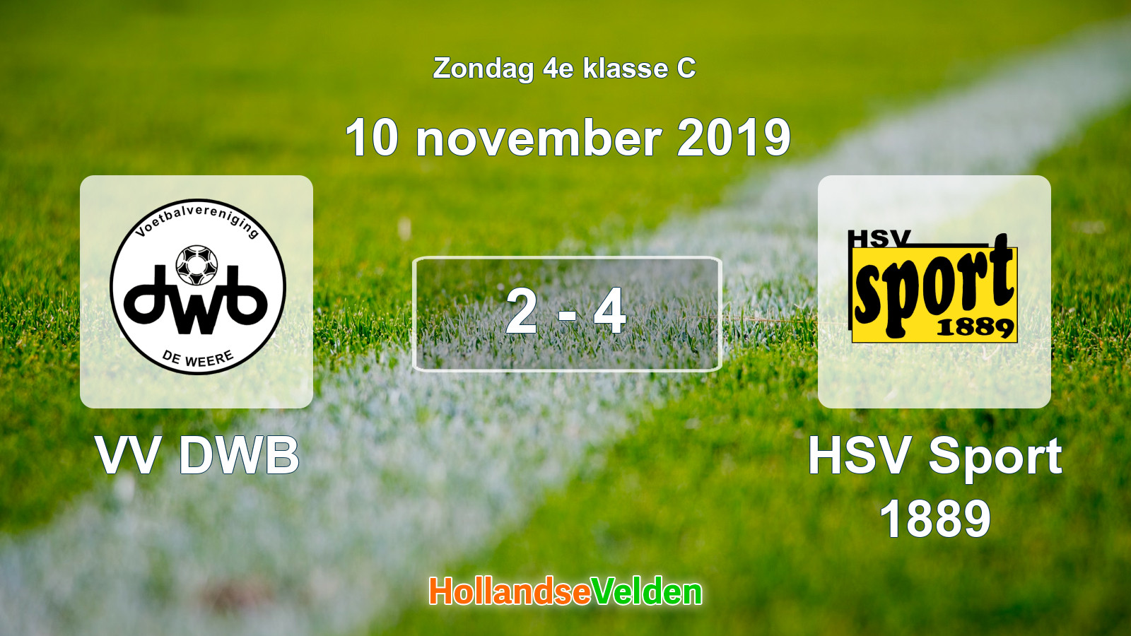 Gespeelde wedstrijd: VV DWB - HSV Sport 1889 2 - 4 (10 november 2019)