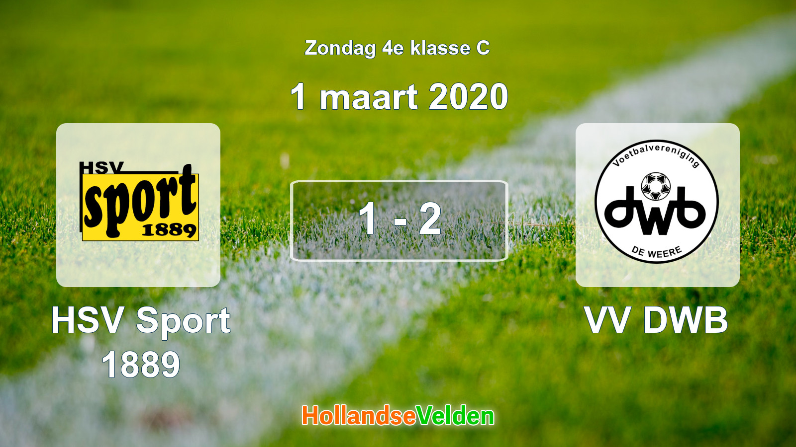 Gespeelde wedstrijd: HSV Sport 1889 - VV DWB 1 - 2 (1 maart 2020)