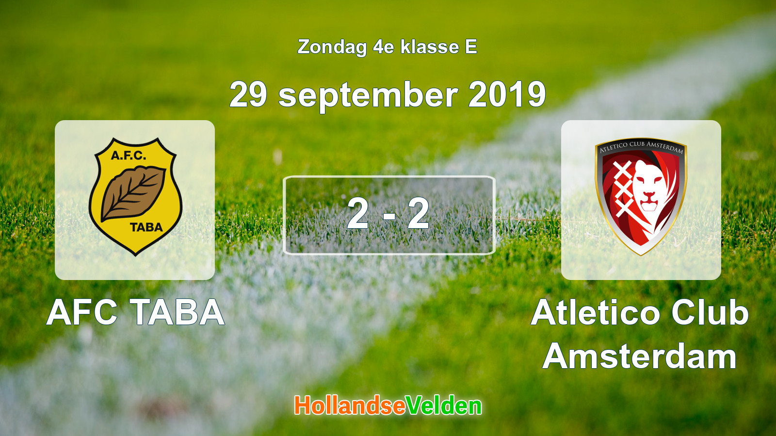 Gespeelde wedstrijd: AFC TABA - Atletico Club Amsterdam 2 - 2 (29 september 2019)