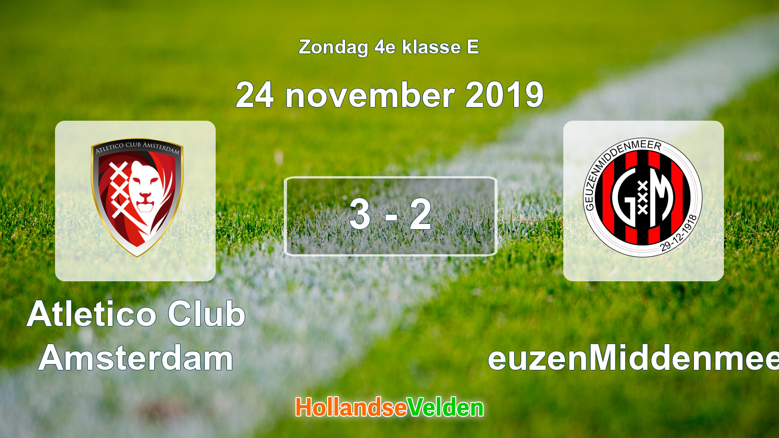 Gespeelde wedstrijd: Atletico Club Amsterdam - GeuzenMiddenmeer 3 - 2 (24 november 2019)