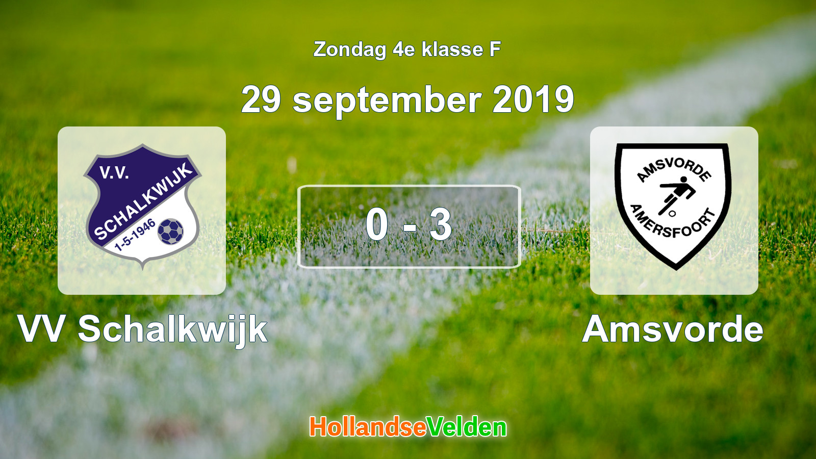 Gespeelde wedstrijd: VV Schalkwijk - Amsvorde 0 - 3 (29 september 2019)