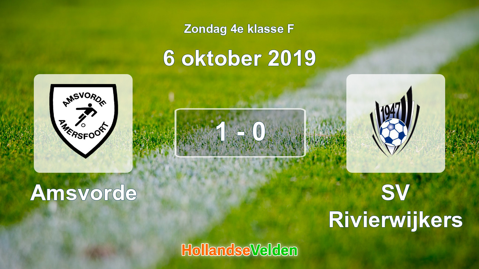 Gespeelde wedstrijd: Amsvorde - SV Rivierwijkers 1 - 0 (6 oktober 2019)