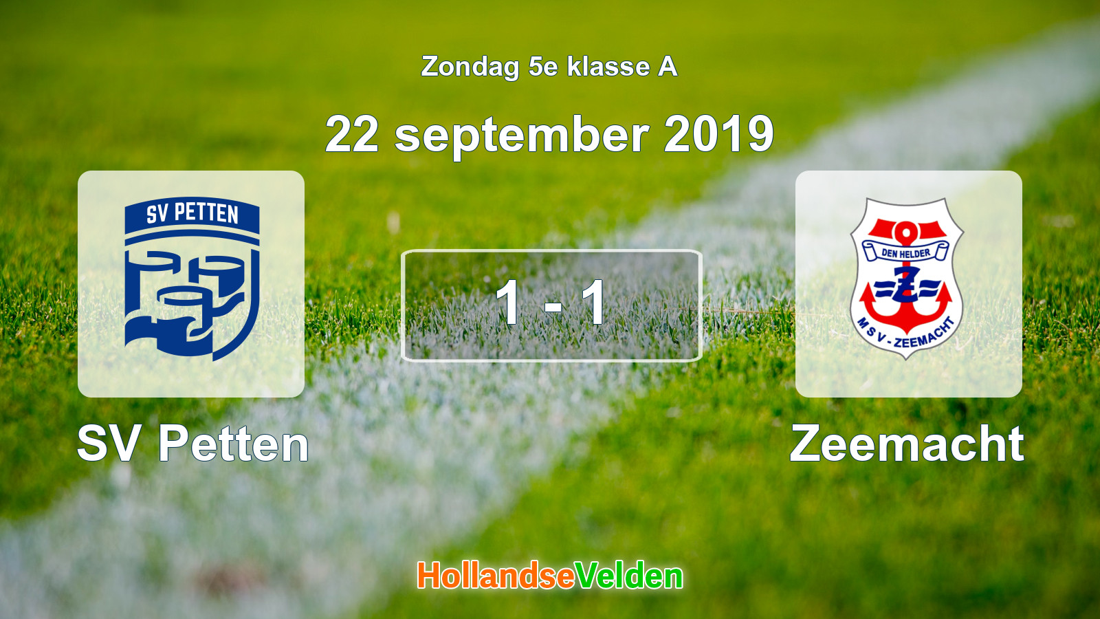 Gespeelde wedstrijd: SV Petten - Zeemacht 1 - 1 (22 september 2019)