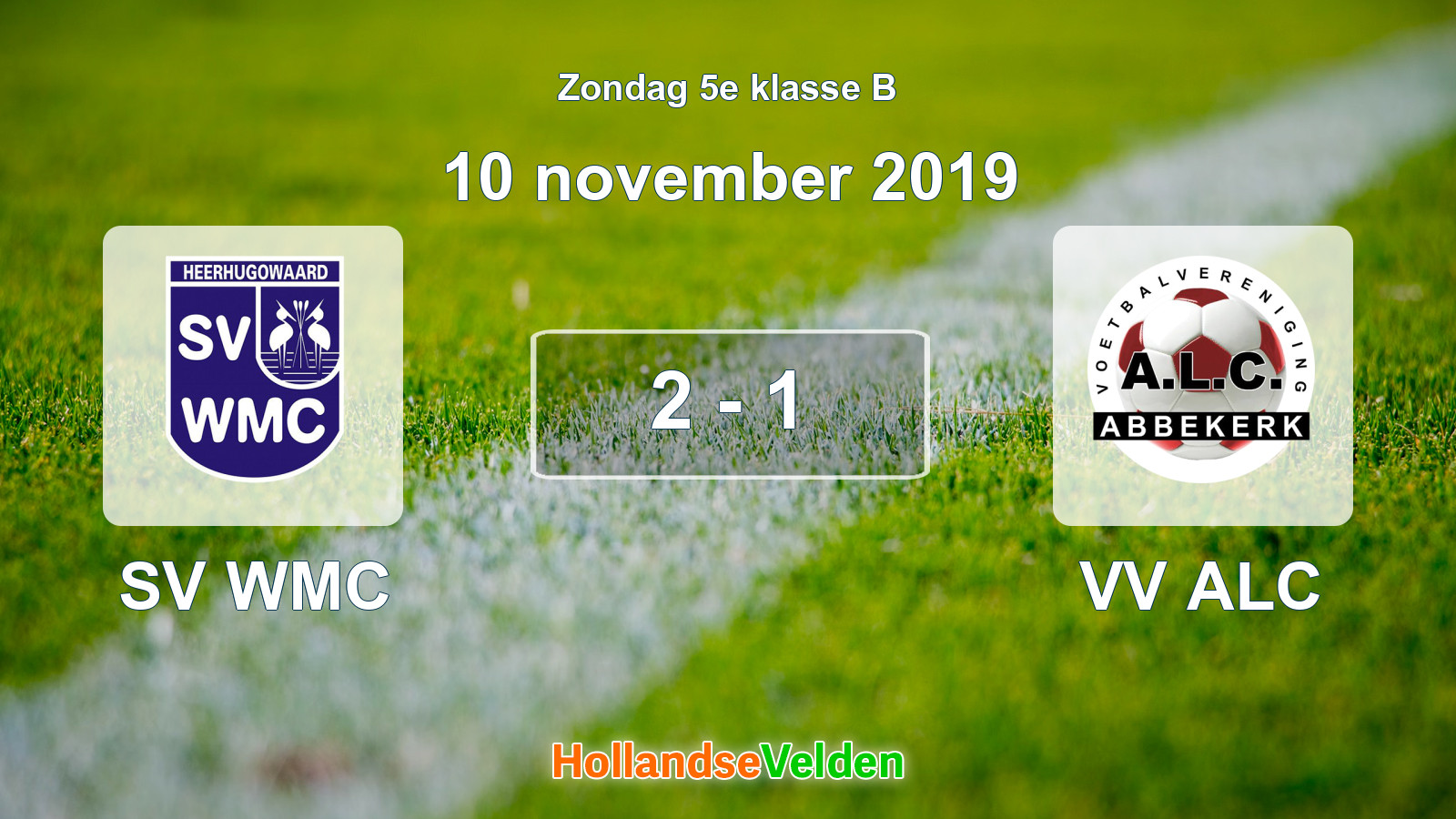 Gespeelde wedstrijd: SV WMC - VV ALC 2 - 1 (10 november 2019)