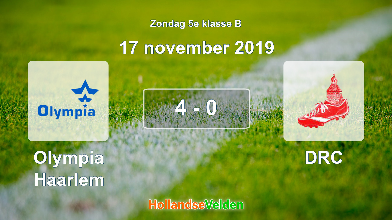 Gespeelde wedstrijd: Olympia Haarlem - DRC 4 - 0 (17 november 2019)