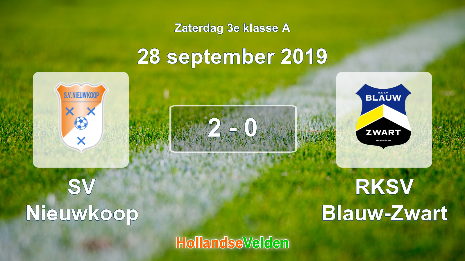 Gespeelde wedstrijd: SV Nieuwkoop - RKSV Blauw-Zwart 2 - 0 (28 september 2019)