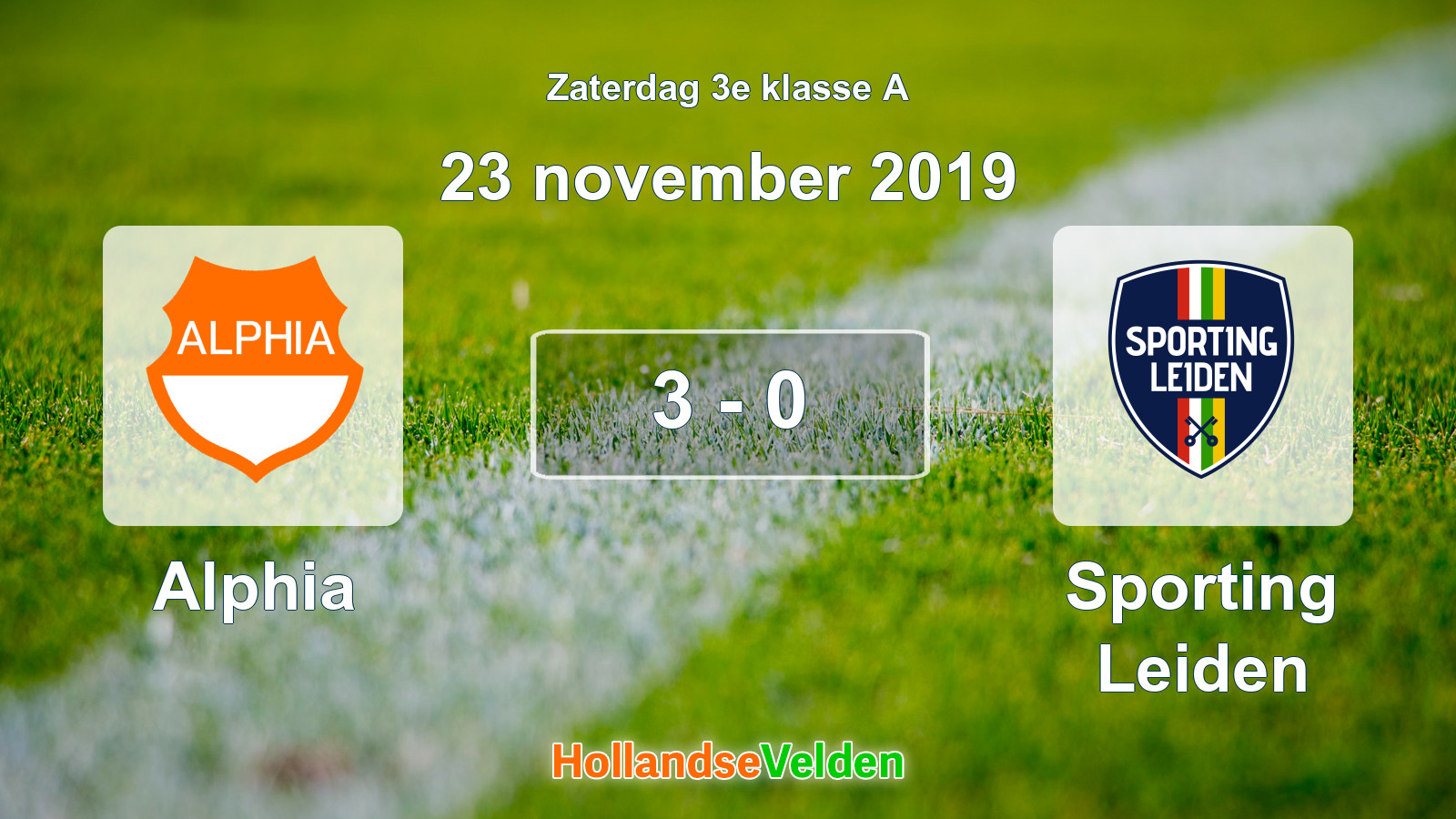 Gespeelde wedstrijd: Alphia - Sporting Leiden 3 - 0 (23 november 2019)