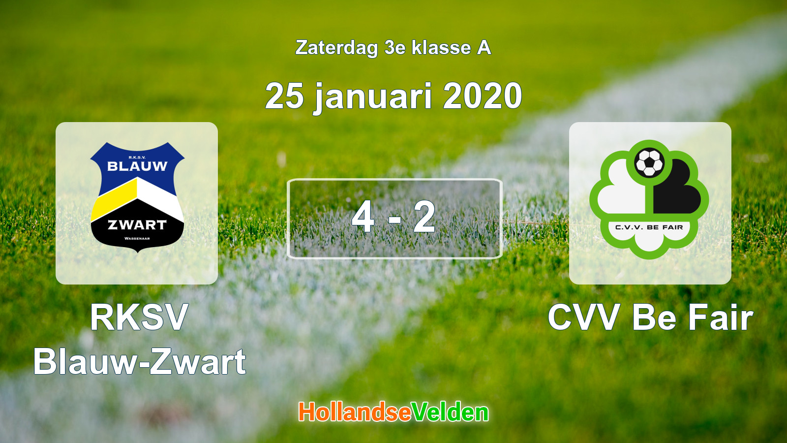 Gespeelde wedstrijd: RKSV Blauw-Zwart - CVV Be Fair 4 - 2 (25 januari 2020)