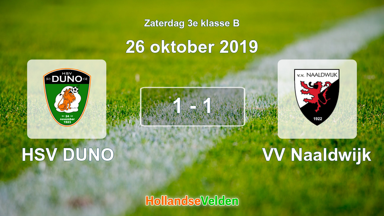 Gespeelde wedstrijd: HSV DUNO - VV Naaldwijk 1 - 1 (26 oktober 2019)
