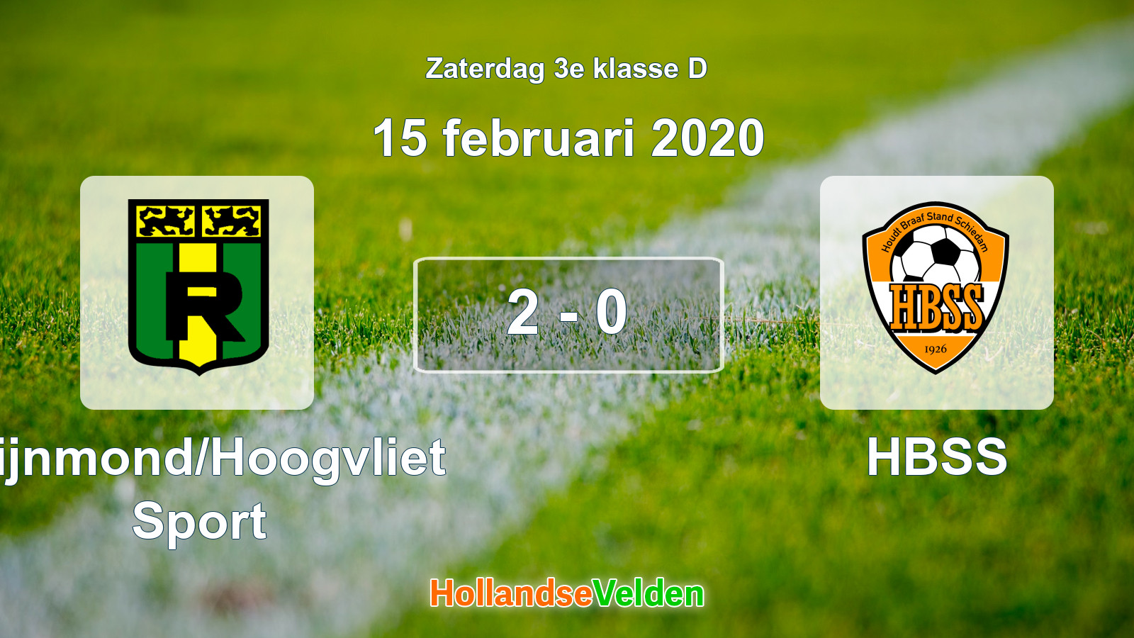 Gespeelde wedstrijd: Rijnmond/Hoogvliet Sport - HBSS 2 - 0 (15 februari 2020)