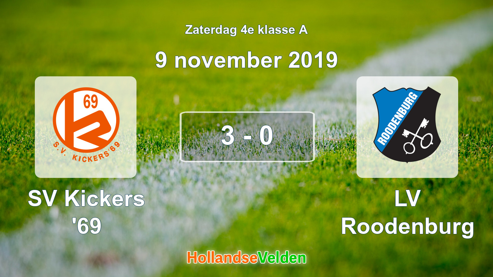 Gespeelde wedstrijd: SV Kickers '69 - LV Roodenburg 3 - 0 (9 november 2019)