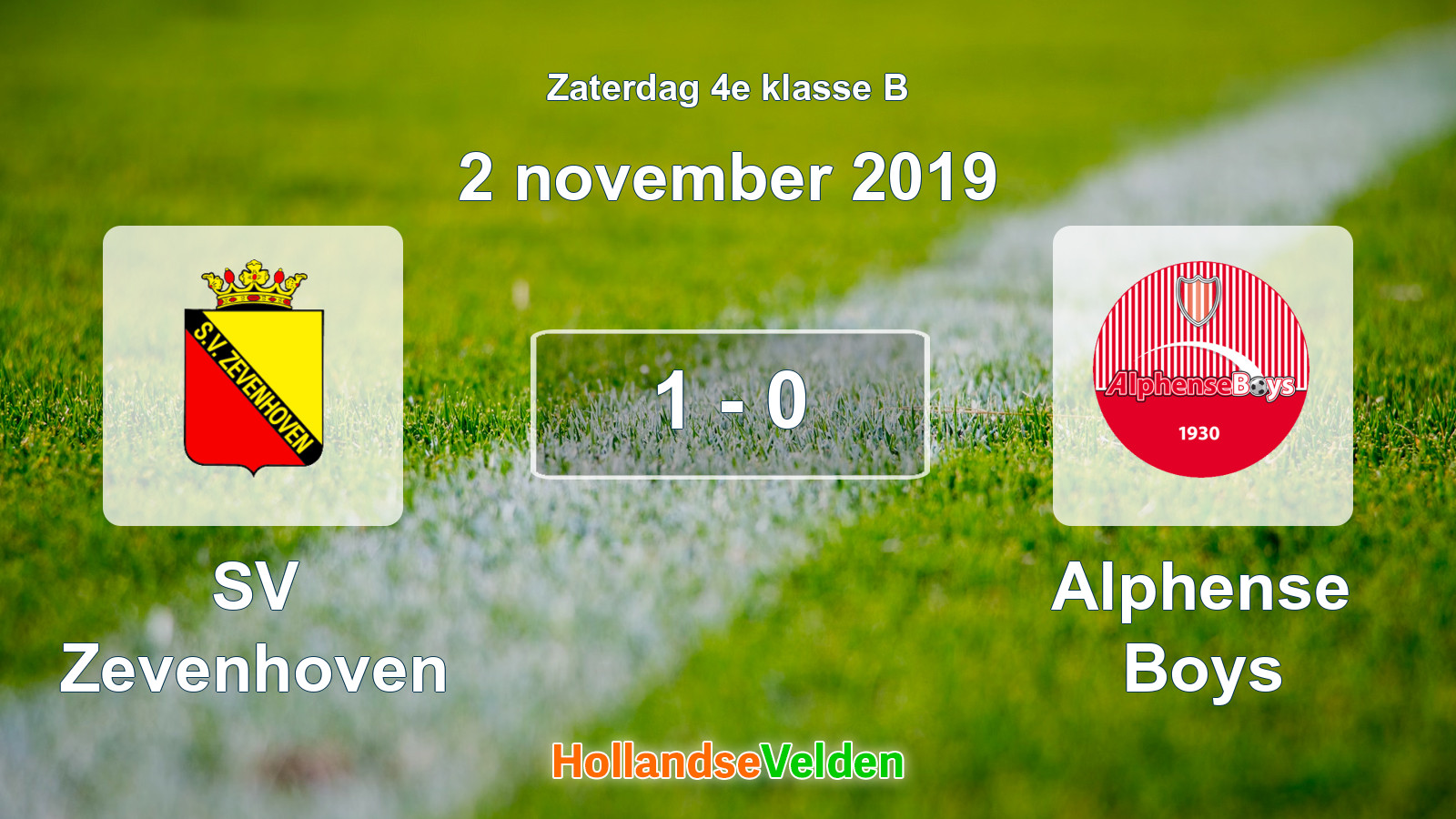 Gespeelde wedstrijd: SV Zevenhoven - Alphense Boys 1 - 0 (2 november 2019)