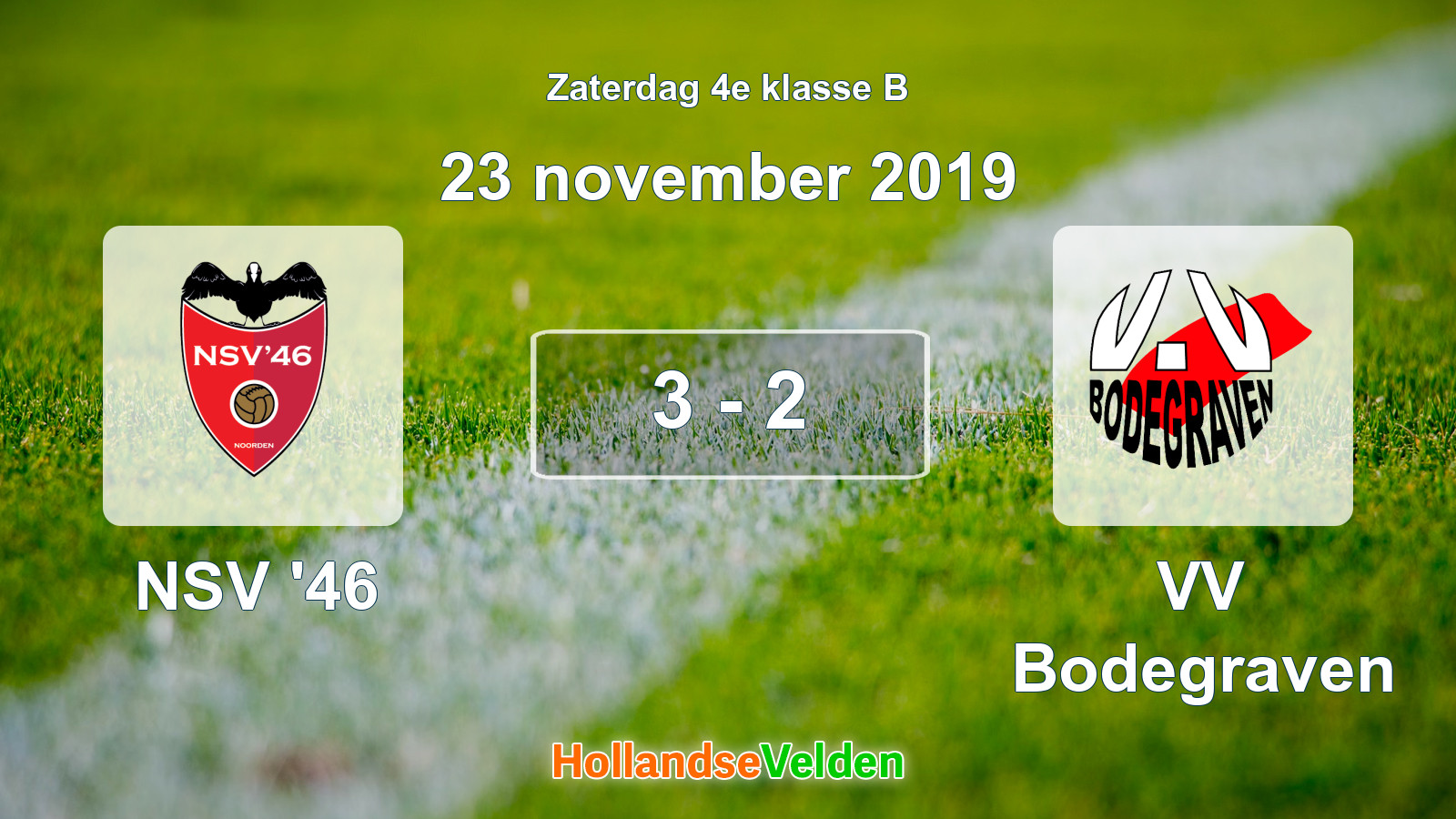 Gespeelde wedstrijd: NSV '46 - VV Bodegraven 3 - 2 (23 november 2019)