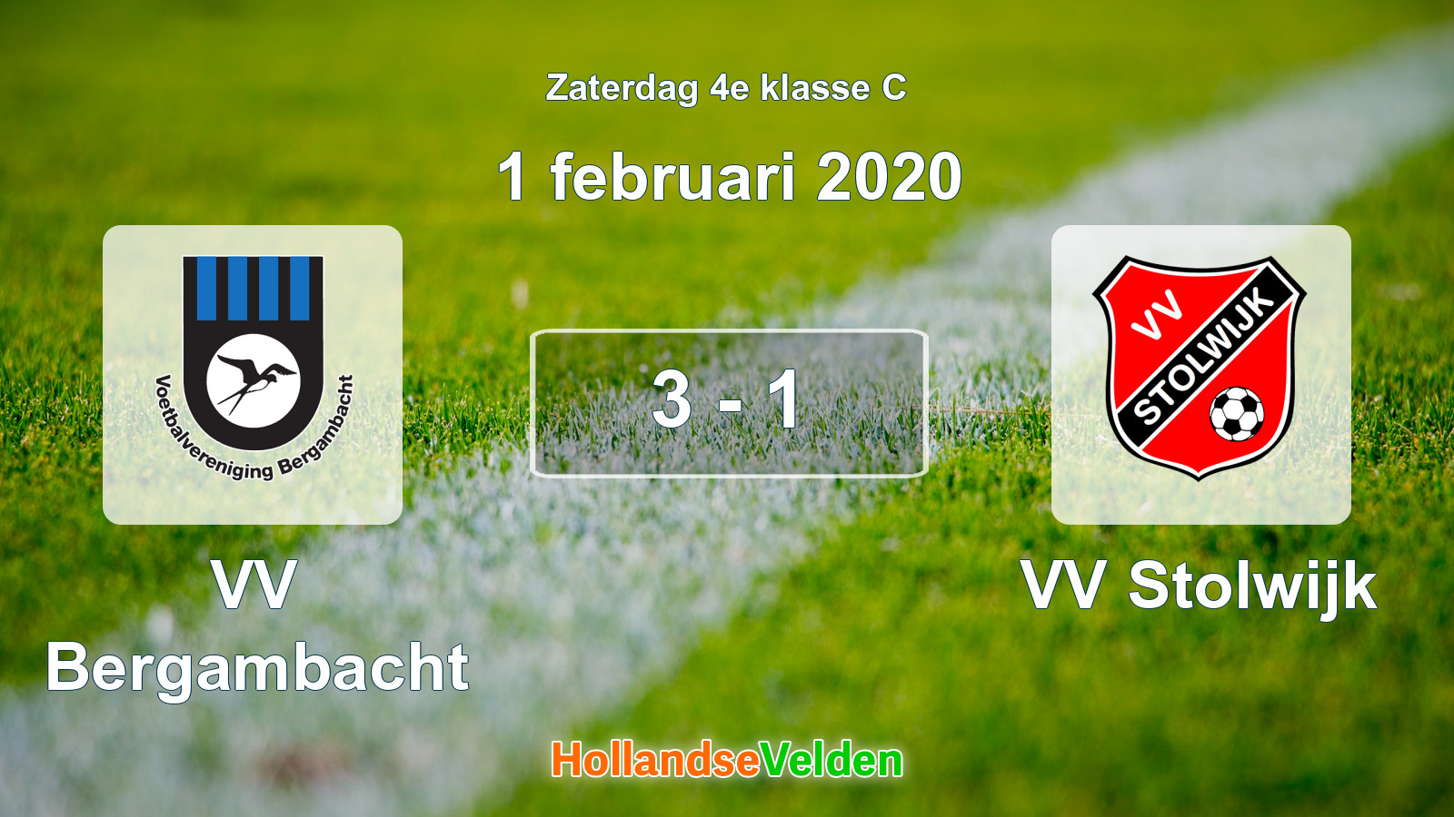 Gespeelde wedstrijd: VV Bergambacht - VV Stolwijk 3 - 1 (1 februari 2020)