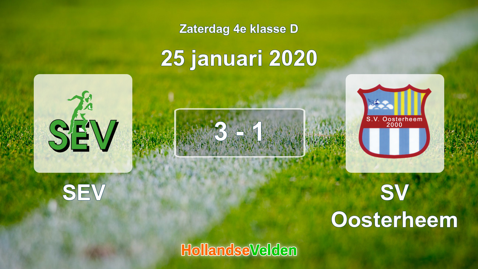 Gespeelde wedstrijd: SEV - SV Oosterheem 3 - 1 (25 januari 2020)