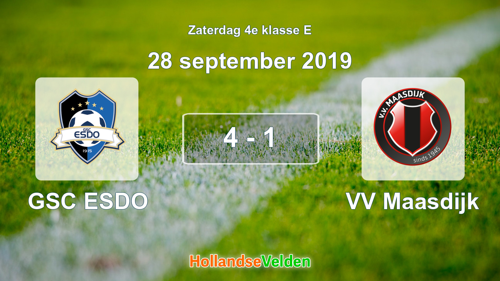 Gespeelde wedstrijd: GSC ESDO - VV Maasdijk 4 - 1 (28 september 2019)