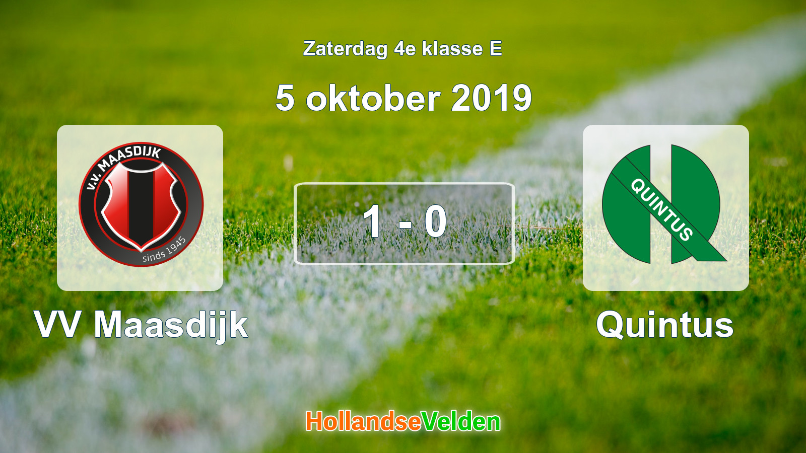 Gespeelde wedstrijd: VV Maasdijk - Quintus 1 - 0 (5 oktober 2019)