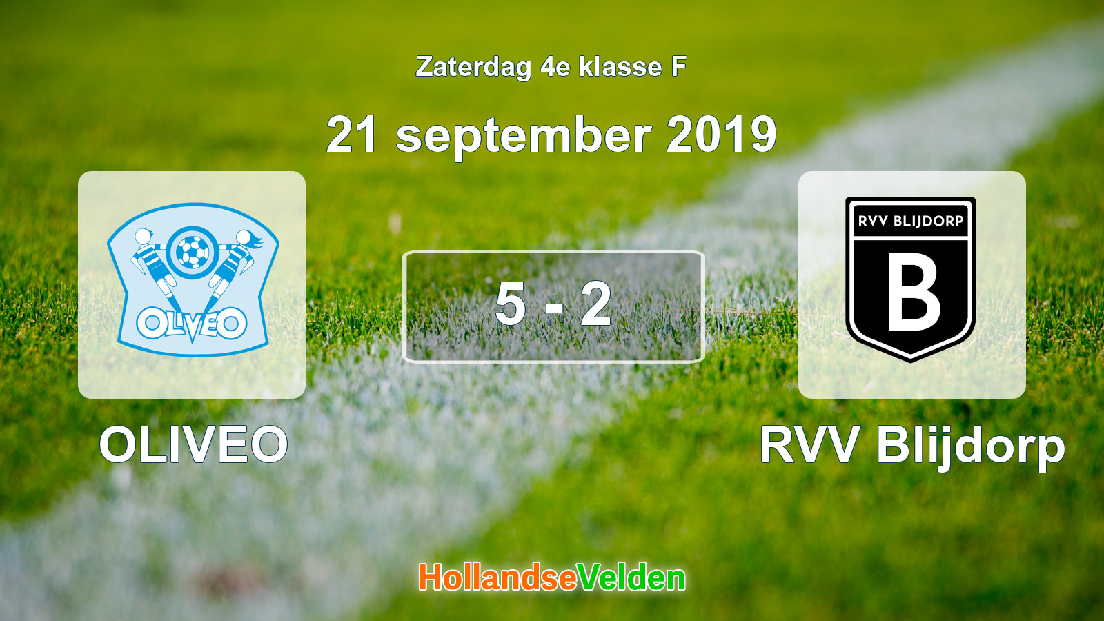 Gespeelde wedstrijd: OLIVEO - RVV Blijdorp 5 - 2 (21 september 2019)