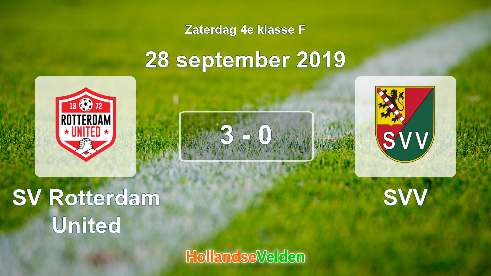 Gespeelde wedstrijd: SV Rotterdam United - SVV 3 - 0 (28 september 2019)