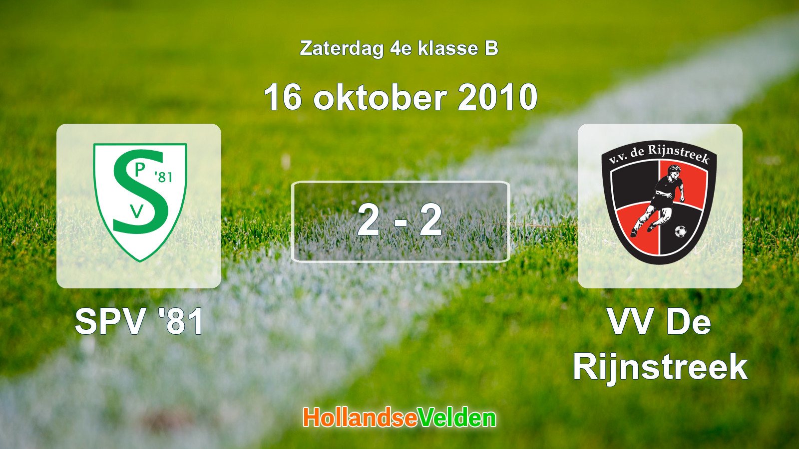 Gespeelde wedstrijd: SPV '81 - VV De Rijnstreek 2 - 2 (16 oktober 2010)