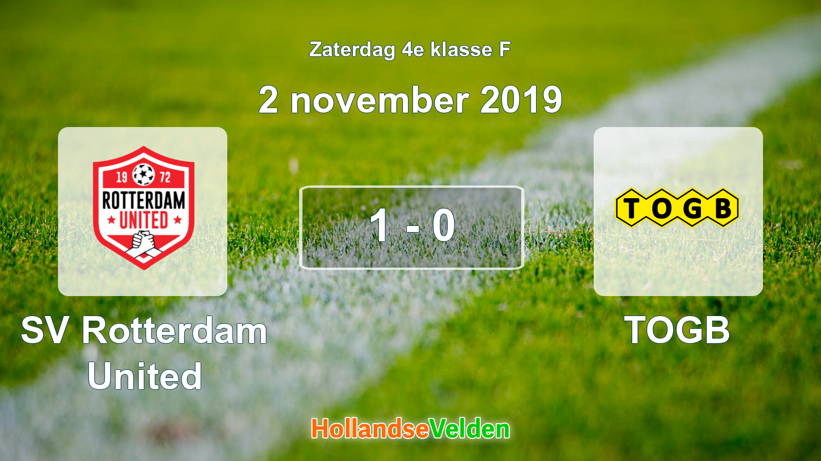 Gespeelde wedstrijd: SV Rotterdam United - TOGB 1 - 0 (2 november 2019)