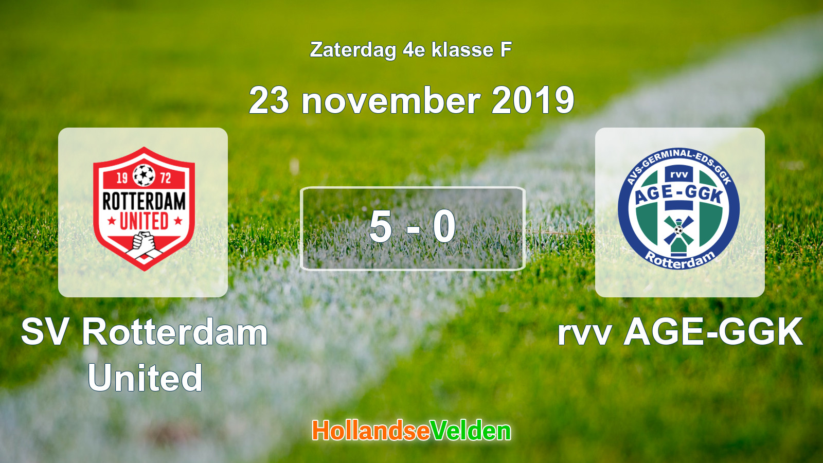 Gespeelde wedstrijd: SV Rotterdam United - rvv AGE-GGK 5 - 0 (23 november 2019)