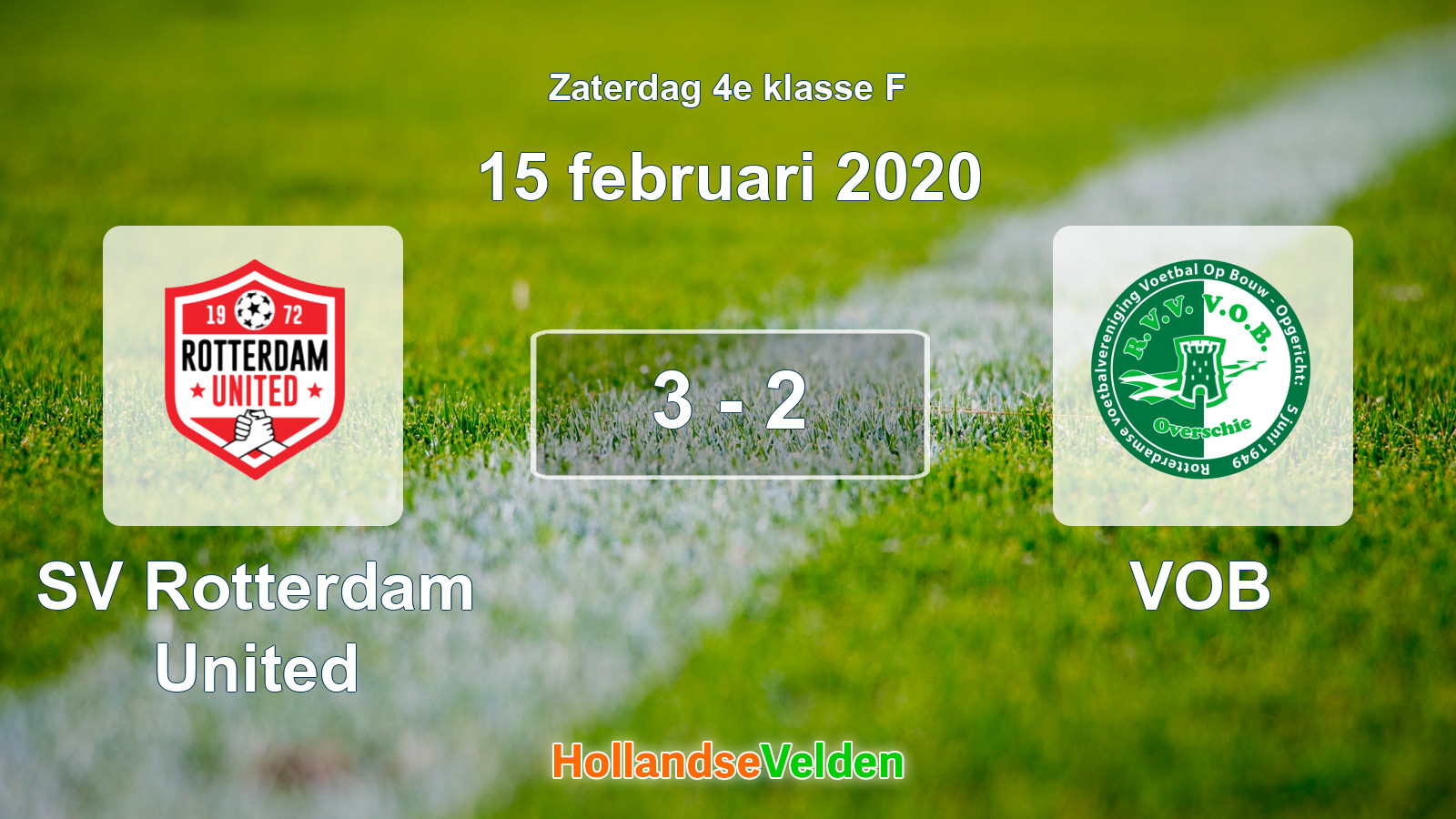 Gespeelde wedstrijd: SV Rotterdam United - VOB 3 - 2 (15 februari 2020)