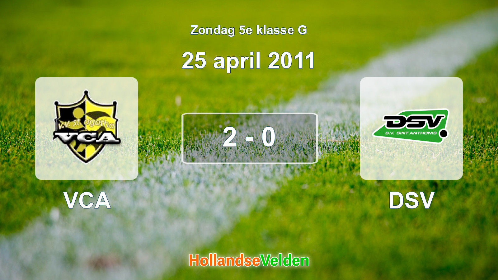Gespeelde wedstrijd: VCA - DSV 2 - 0 (25 april 2011)