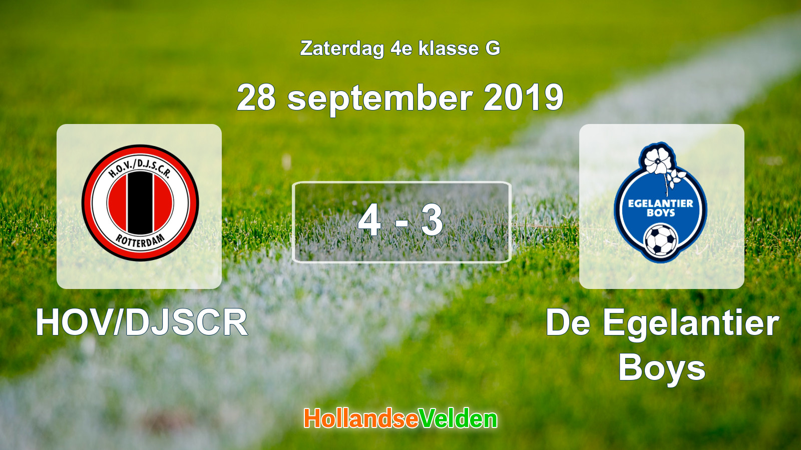 Gespeelde wedstrijd: HOV/DJSCR - De Egelantier Boys 4 - 3 (28 september 2019)