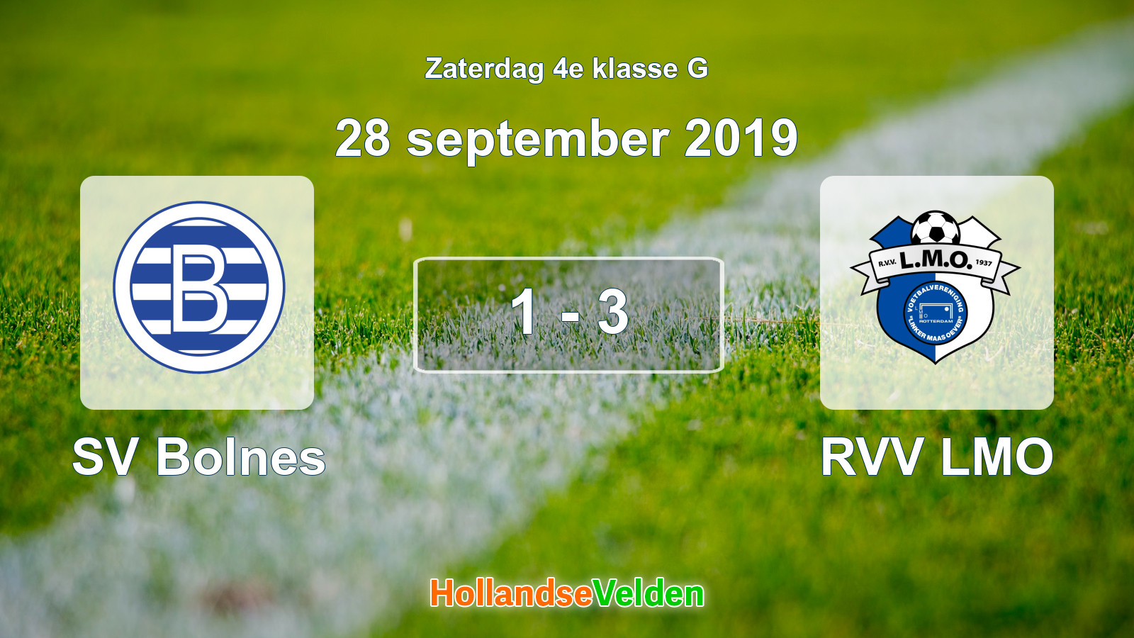 Gespeelde wedstrijd: SV Bolnes - RVV LMO 1 - 3 (28 september 2019)