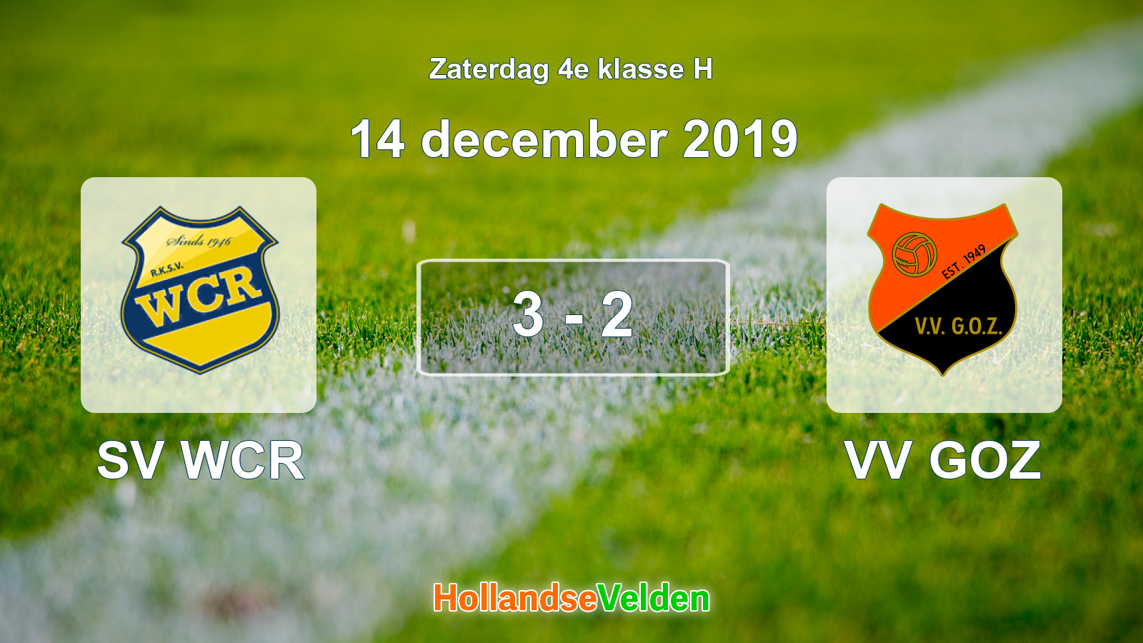 Gespeelde wedstrijd: SV WCR - VV GOZ 3 - 2 (14 december 2019)