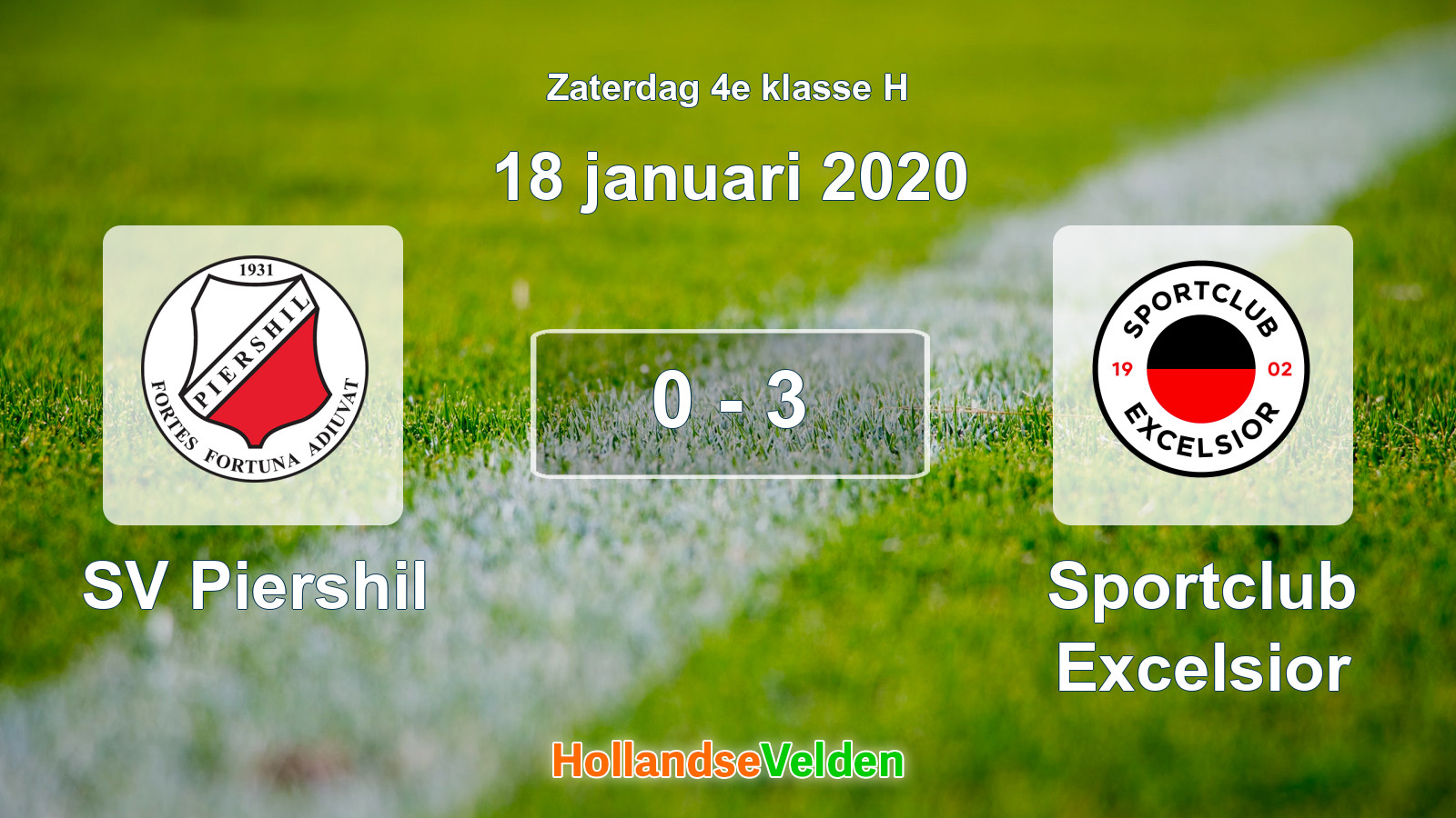 Gespeelde wedstrijd: SV Piershil - Sportclub Excelsior 0 - 3 (18 januari 2020)