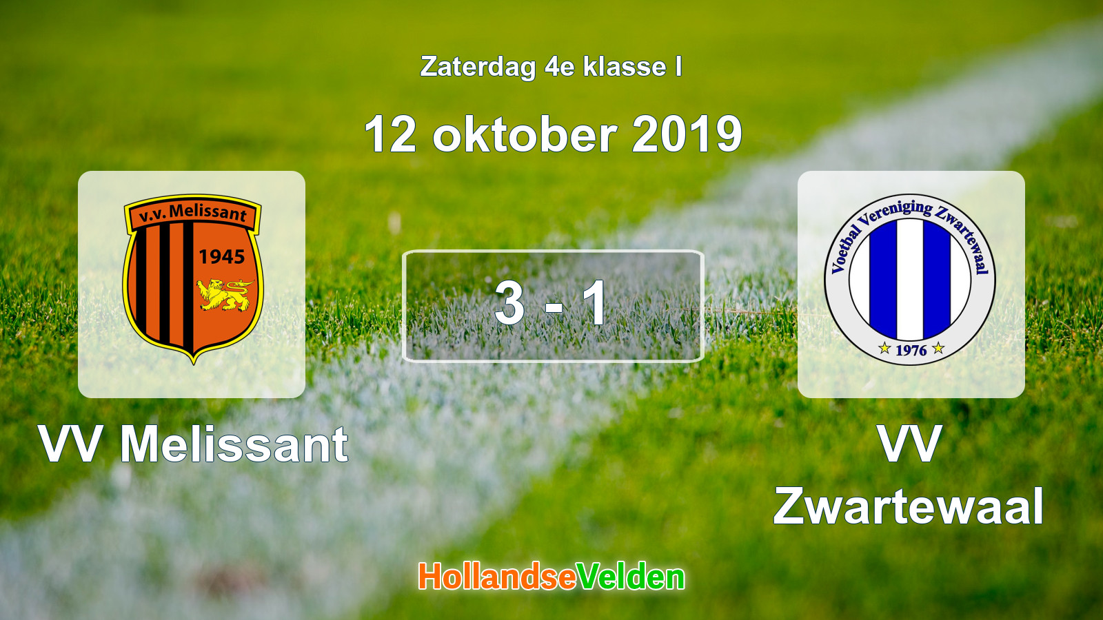 Gespeelde wedstrijd: VV Melissant - VV Zwartewaal 3 - 1 (12 oktober 2019)
