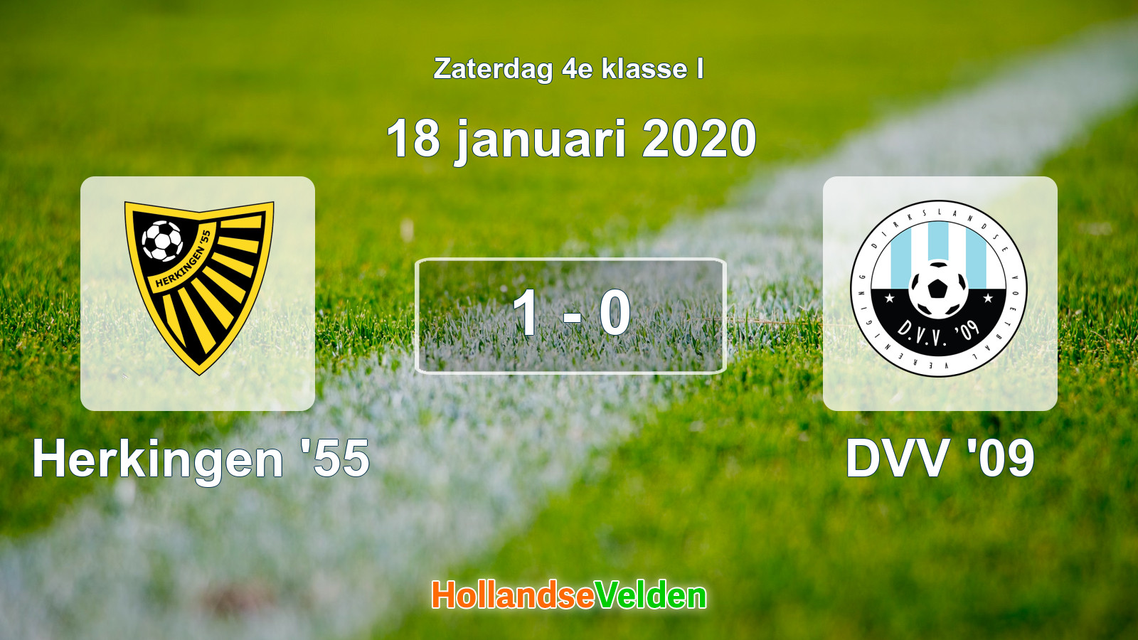 Gespeelde wedstrijd: Herkingen '55 - DVV '09 1 - 0 (18 januari 2020)