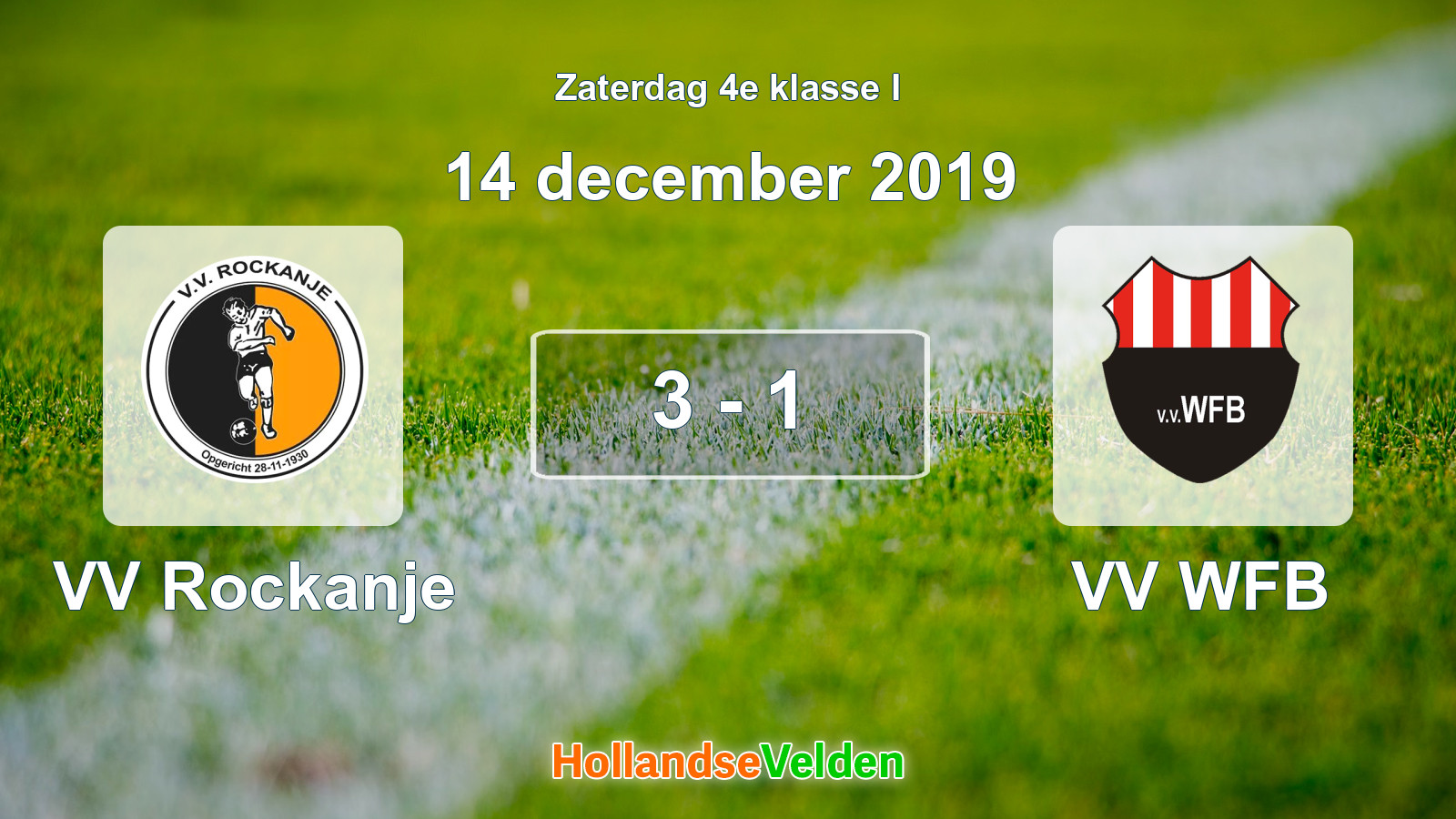 Gespeelde wedstrijd: VV Rockanje - VV WFB 3 - 1 (14 december 2019)